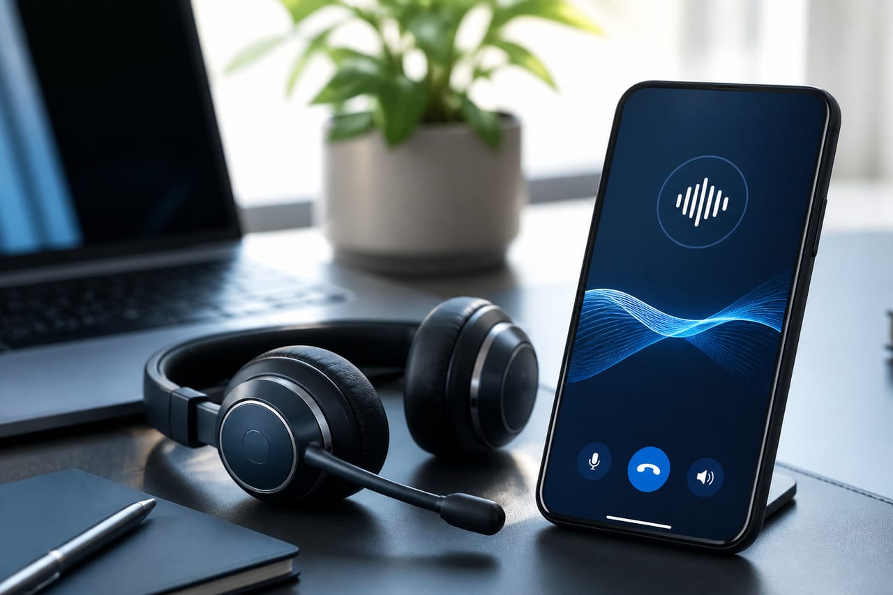 AI calling agent headset and phone setup
